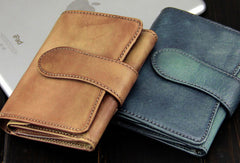 Handmade men billfold leather wallet men vintage green brown billfold wallet for him