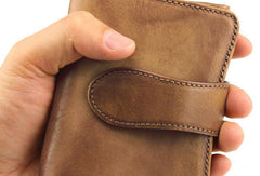 Handmade men billfold leather wallet men vintage green brown billfold wallet for him - EverHandmade