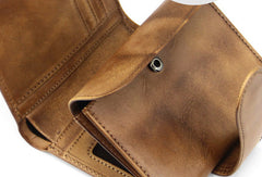 Handmade men billfold leather wallet men vintage green brown billfold wallet for him - EverHandmade