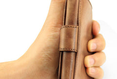 Handmade men billfold leather wallet men vintage green brown billfold wallet for him - EverHandmade