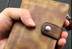 Handmade men billfold leather wallet men vintage navy brown billfold wallet for him - EverHandmade