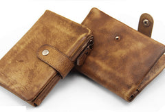 Handmade men billfold leather wallet men vintage navy brown billfold wallet for him - EverHandmade