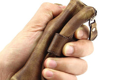 Handmade men billfold leather wallet men vintage navy brown billfold wallet for him - EverHandmade