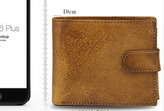 Handmade men billfold leather wallet men vintage brown navy billfold wallet for him - EverHandmade