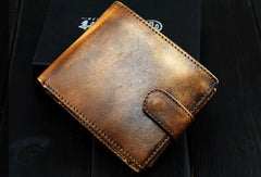Handmade men billfold leather wallet men vintage brown navy billfold wallet for him - EverHandmade