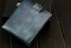 Handmade men billfold leather wallet men vintage brown navy billfold wallet for him - EverHandmade