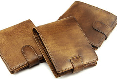 Handmade men billfold leather wallet men vintage brown navy billfold wallet for him - EverHandmade