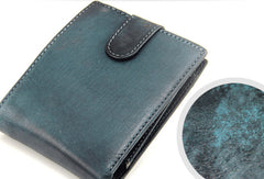 Handmade men billfold leather wallet men vintage brown navy billfold wallet for him - EverHandmade