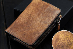 Handmade men billfold leather wallet men vintage brown gray billfold wallet for him