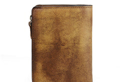 Handmade men billfold leather wallet men vintage brown gray billfold wallet for him