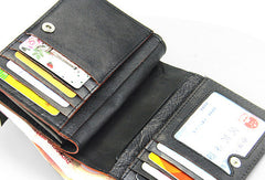 Handmade men billfold leather wallet men vintage brown gray billfold wallet for him