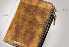 Handmade men billfold leather wallet men vintage brown gray billfold wallet for him