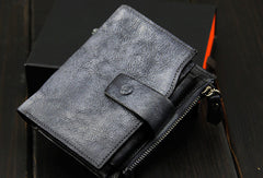 Handmade men billfold leather wallet men vintage gray brown billfold wallet for him