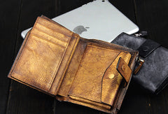 Handmade men billfold leather wallet men vintage gray brown billfold wallet for him