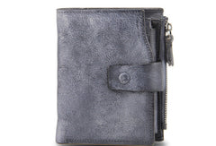 Handmade men billfold leather wallet men vintage gray brown billfold wallet for him