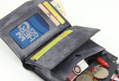 Handmade men billfold leather wallet men vintage gray brown billfold wallet for him