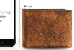 Handmade men billfold leather wallet men vintage brown gray wallet for him - EverHandmade
