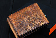 Handmade men billfold leather wallet men vintage brown gray wallet for him - EverHandmade