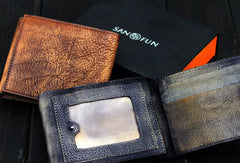 Handmade men billfold leather wallet men vintage brown gray wallet for him - EverHandmade