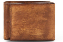 Handmade men billfold leather wallet men vintage brown gray wallet for him - EverHandmade