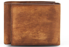 Handmade men billfold leather wallet men vintage brown gray wallet for him