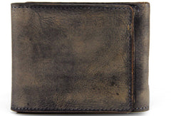 Handmade men billfold leather wallet men vintage brown gray wallet for him - EverHandmade