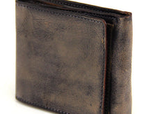Handmade men billfold leather wallet men vintage brown gray wallet for him