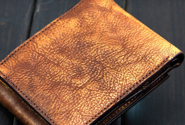 Handmade men billfold leather wallet men vintage brown gray wallet for him - EverHandmade