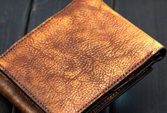 Handmade men billfold leather wallet men vintage brown gray wallet for him - EverHandmade