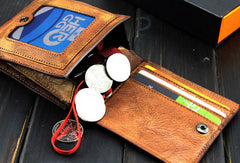 Handmade men billfold leather wallet men vintage brown gray wallet for him - EverHandmade