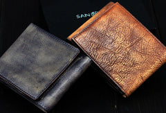 Handmade men billfold leather wallet men vintage brown gray wallet for him - EverHandmade