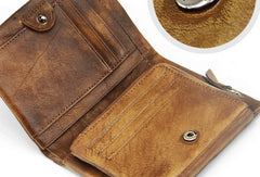 Handmade men billfold leather wallet men vintage brown gray purple wallet for him
