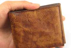 Handmade men billfold leather wallet men vintage brown gray wallet for him - EverHandmade