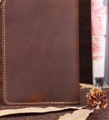 Mens Slim Leather Passport Wallet Bifold Long Passport Wallet Travel Wallet For Men