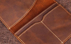 Mens Slim Leather Passport Wallet Bifold Long Passport Wallet Travel Wallet For Men