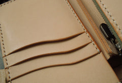 Handmade biker wallet chain beige leather bifold biker wallet billfold wallet purse for men - EverHandmade