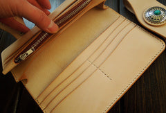 Handmade leather chain biker wallet bifold trucker wallet Chain Long wallet for men