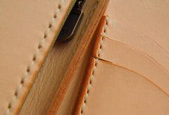 Handmade biker wallet chain beige leather bifold biker wallet billfold wallet purse for men - EverHandmade