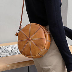 Round Shaped Purses Leather Circle Bag Round Crossbody Purse - Annie Jewel