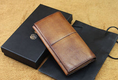 men long leather wallet men bifold vintage gray brown long wallet clutch for him