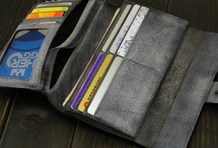 Vintage cool mens long leather wallet men bifold long wallet for him