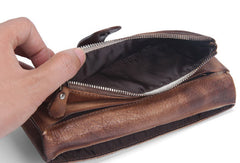 Cool Vintage Mens long leather wallet men bifold long wallets for men