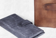 Cool Vintage Mens long leather wallet men bifold long wallets for men - EverHandmade