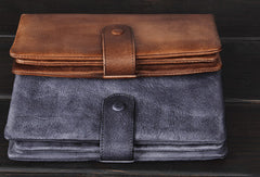 Cool Vintage Mens long leather wallet men bifold long wallets for men