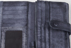 Cool Vintage Mens long leather wallet men bifold long wallets for men - EverHandmade