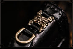 Handmade Leather Mens Biker Chain Wallet Cool Leather Wallet Long Zipper Wallets for Men