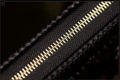 Handmade Leather Mens Biker Chain Wallet Cool Leather Wallet Long Zipper Wallets for Men