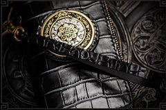 Handmade Leather Tibetan Mens Biker Chain Wallet Cool Wallet Long Chain Wallets for Men