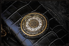 Handmade Leather Tibetan Mens Biker Chain Wallet Cool Wallet Long Chain Wallets for Men
