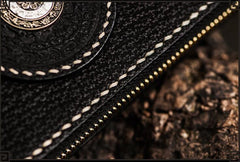 Handmade Leather Tibetan Mens Biker Chain Wallets Cool Leather Wallet Long Chain Wallets for Men